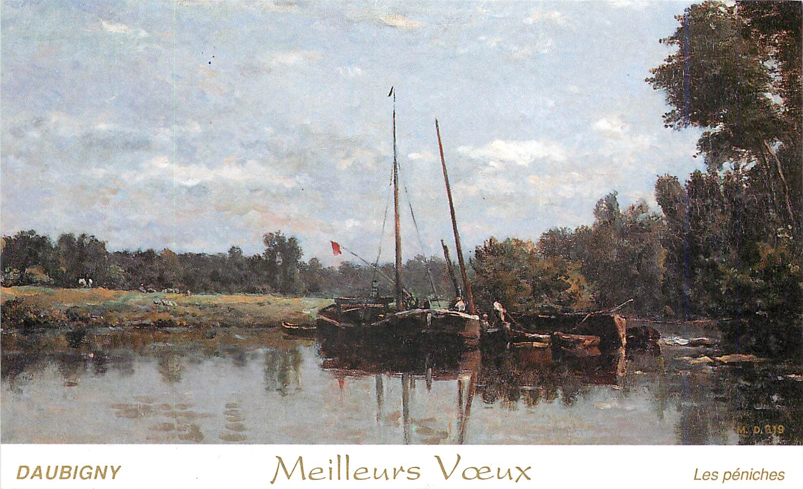 CPM Daubigny Meilleurs vœux - Les péniches