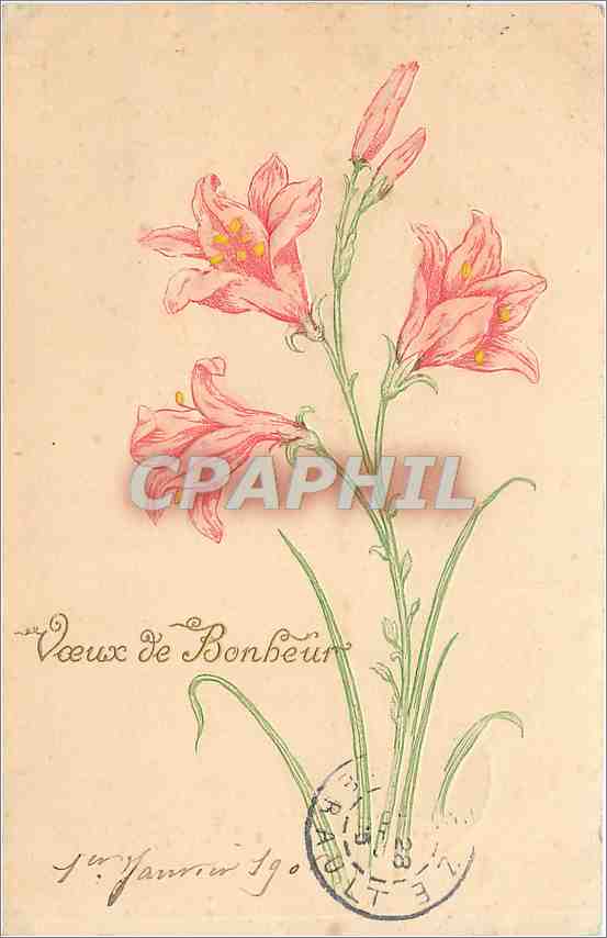 CPA Vœux de Bonheur 1er Janvier