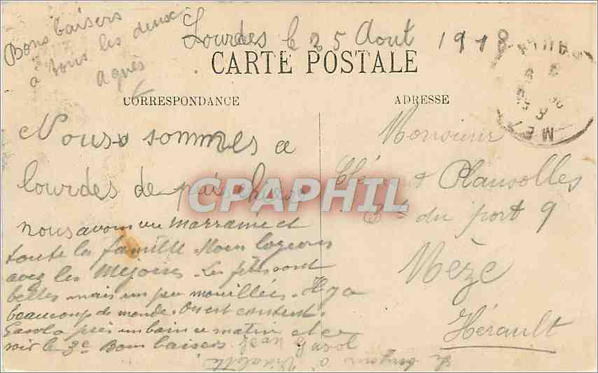 CPA LOURDES - Le Château — Verso