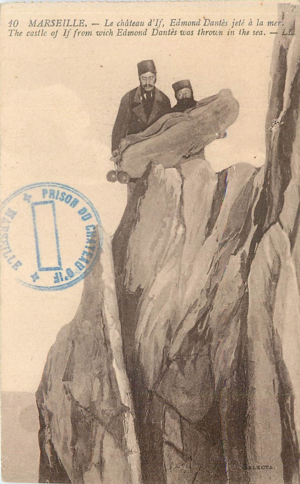 CPA MARSEILLE - Le château d'If  Edmond Dantès jeté à la mer