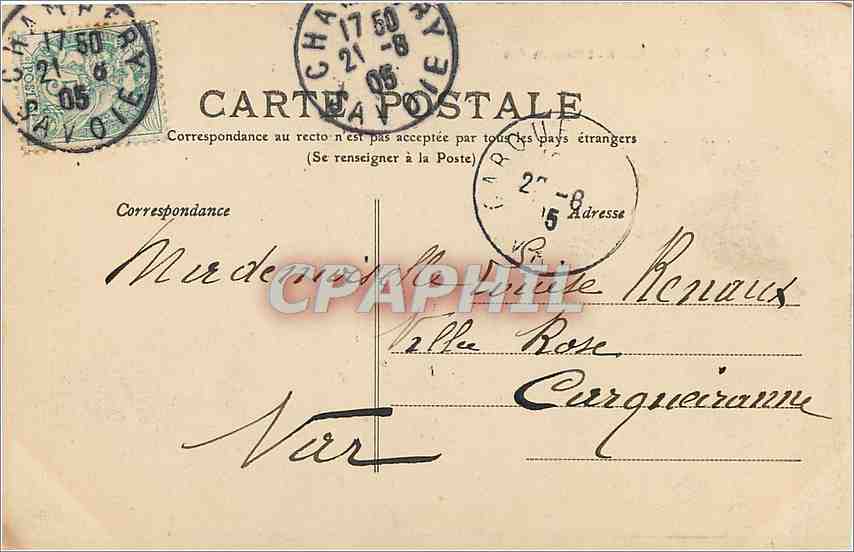 CPA CHAMBERY - L'Hotel de ville — Rückseite