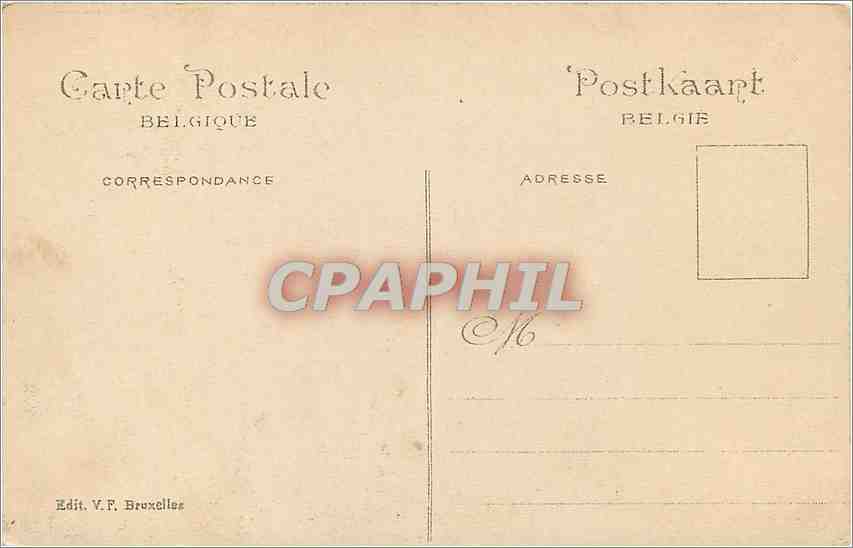 Exposition Universelle Bruxelles 1910 — Travaux féminins — Edit. V.F. Bruxelles — Verso