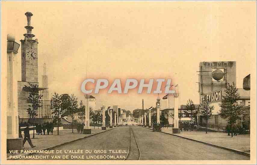 Vue panoramique de l'Allée du Gros Tilleul — Exposition de Bruxelles 1935 — Services Bruxelles