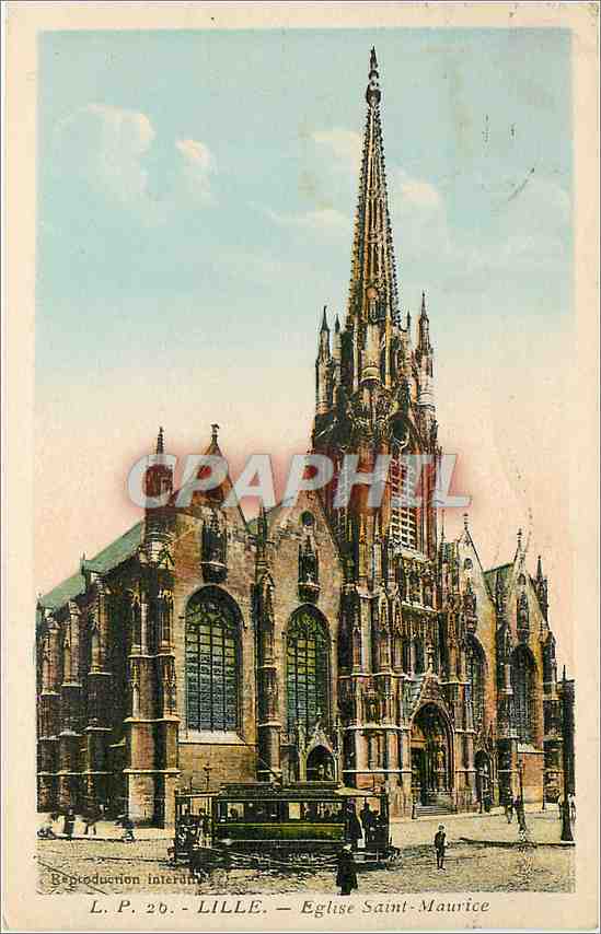 CPA LILLE - Eglise Saint-Maurice Tramway