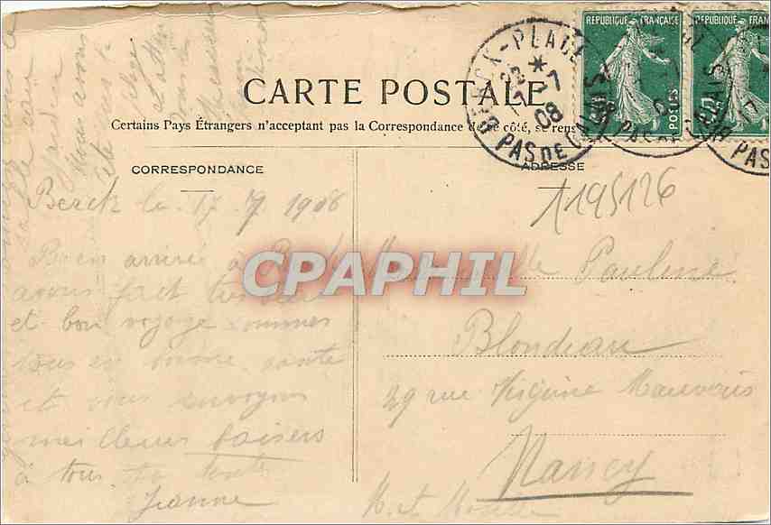 CPA Berck-Plage - La Plage et l'Eden-Casino — Rückseite