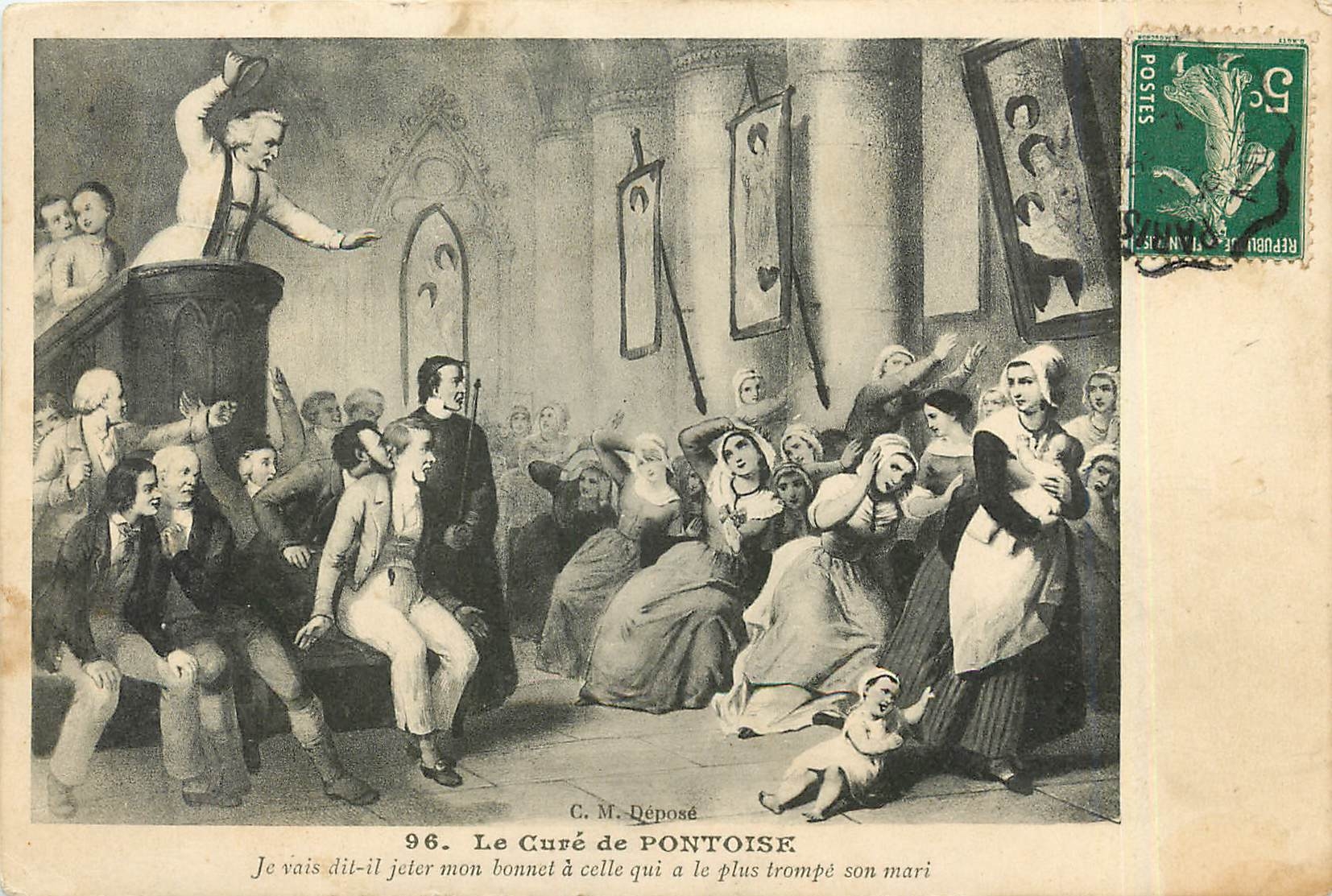 CPA Le Cure de Pontoise je Vais dit il jeter mon bonnet a celle qui a le plus trompe son mari 