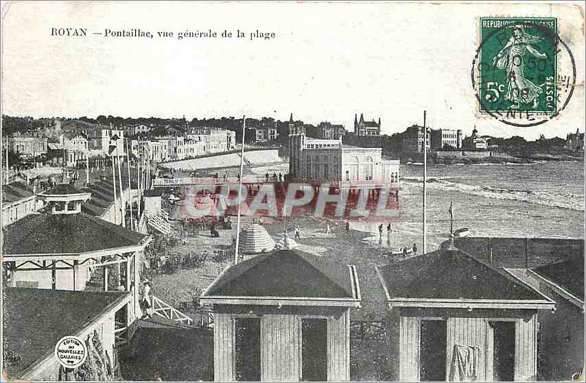 Royan — Pontaillac, vue générale de la plage — Éditeur : Toulon, Nouvelles Galeries