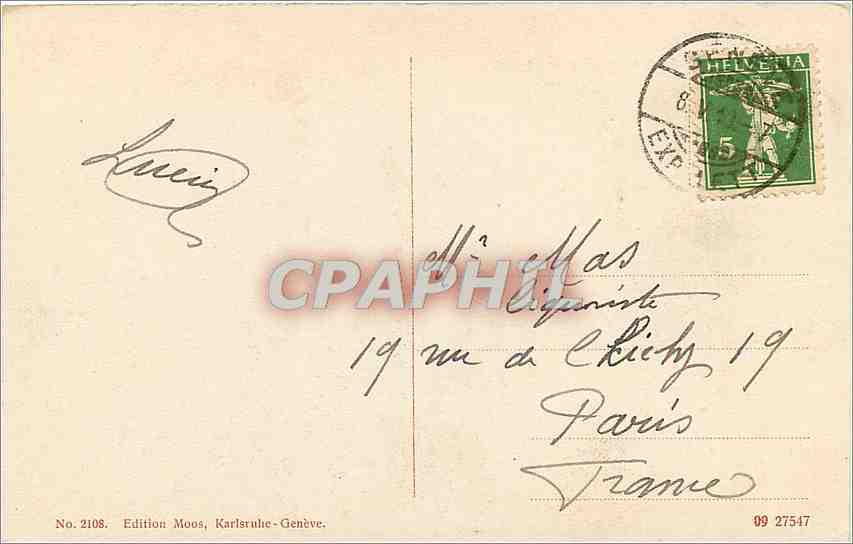 CPA Geneve Rade et Jet d'eau  — Verso