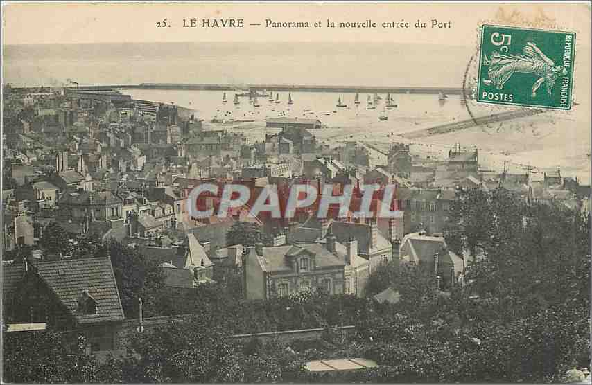 CPA Le Havre Panorama et la nouvelle entree du Port 