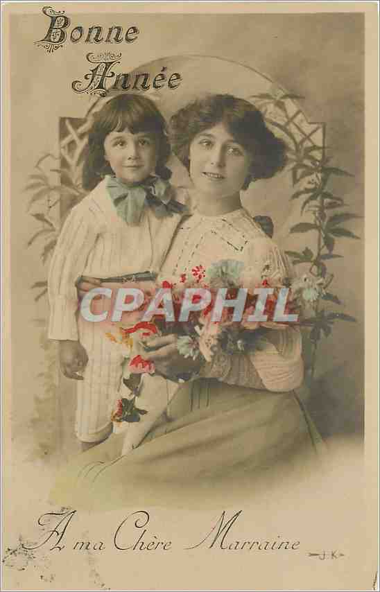 CPA Bonne Annee  Femme Enfant