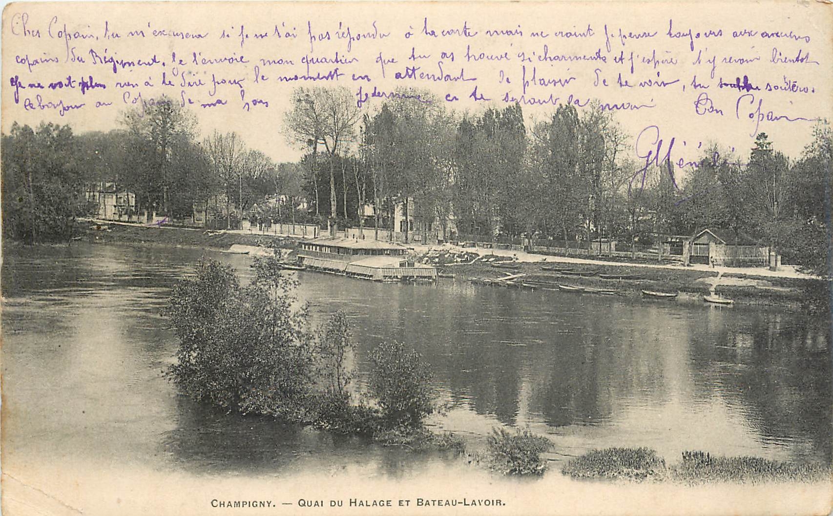 CPA Champigny Quai du Halage et Bateau Lavoir 