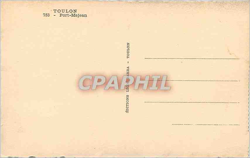 CPA Toulon Port Mejean  — Verso