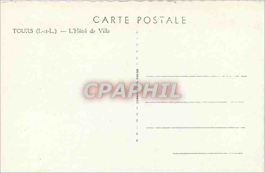 CPA Tours I et L l'Hotel de Ville  — Rückseite