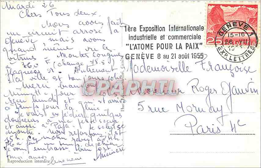 CPA Geneve la Rade et le Jet d'eau  — Verso