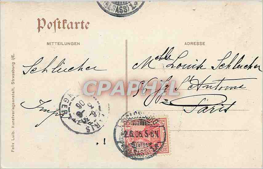 CPA Strasbourg vue prise de la Germania  — Rückseite