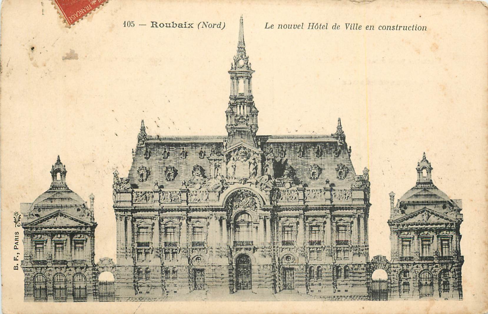 CPA Roubaix Nord le nouvel Hotel de Ville en Construction 