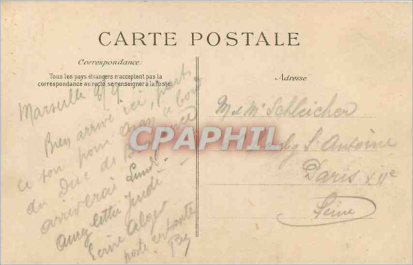 CPA Marseille le Fort Saint Jean  — Verso