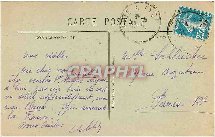 CPA Marseille le Pharo  — Verso