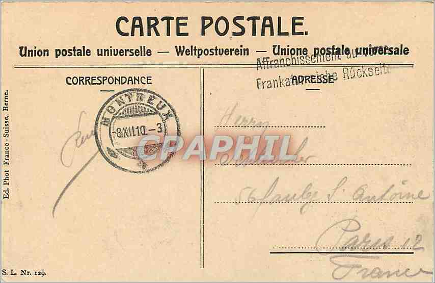 CPA Territet et les Dents du Midi  — Rückseite
