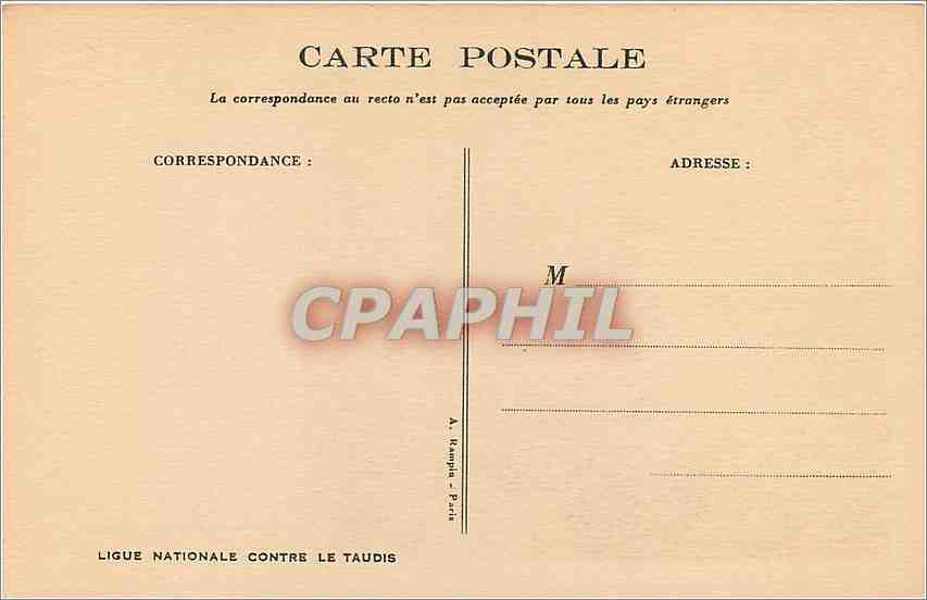 CPA Ligue Nationale contre le taudis  Poulbot — Rückseite