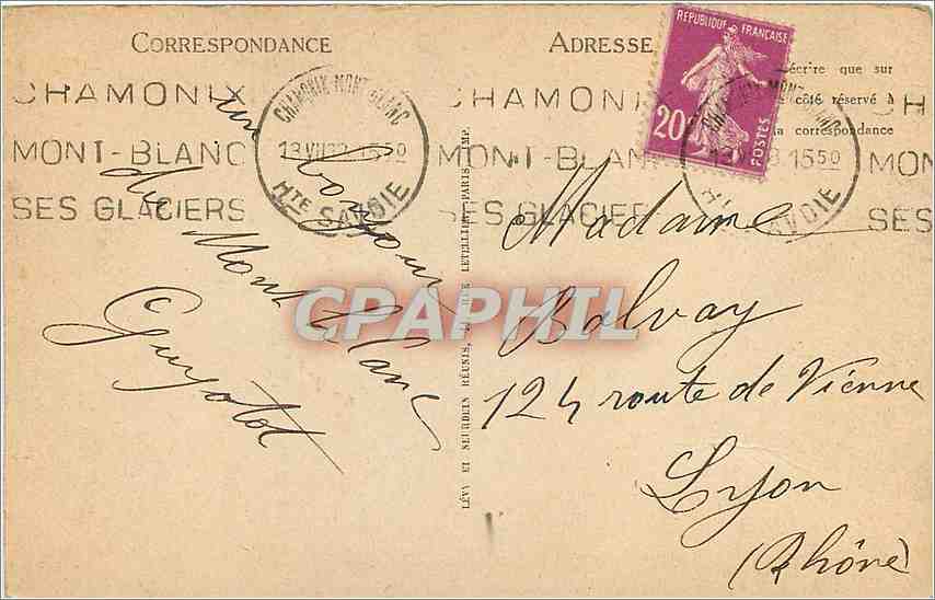CPA Chamonix Mont Blanc  — Verso