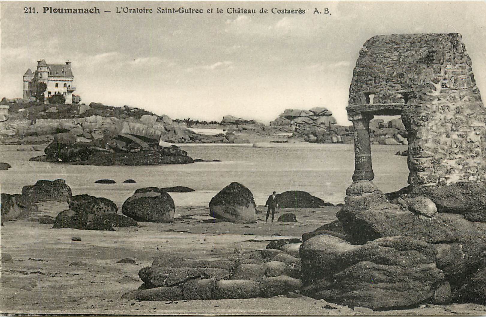 CPA Ploumanach l'Oratoire Saint Guirec et le Chateau de Costaeres 