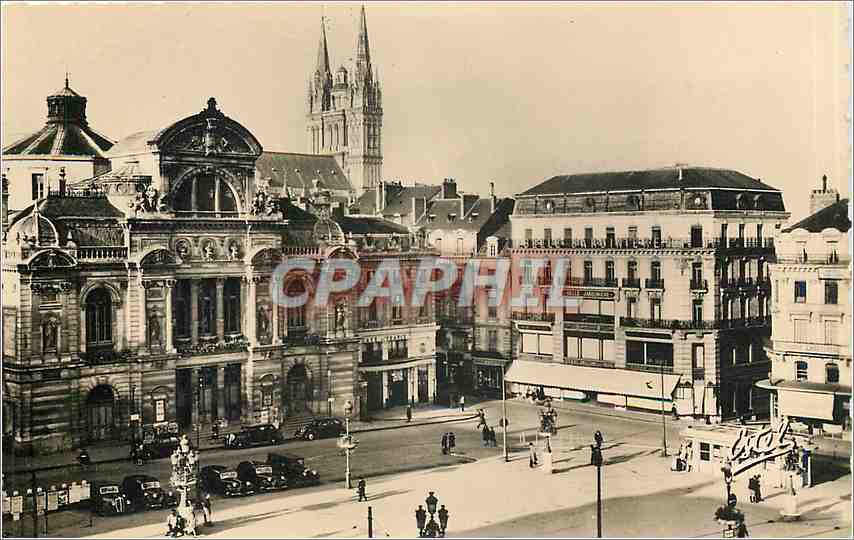 CPM Angers la Place du Ralliement le Theatre et la Cathedrale 