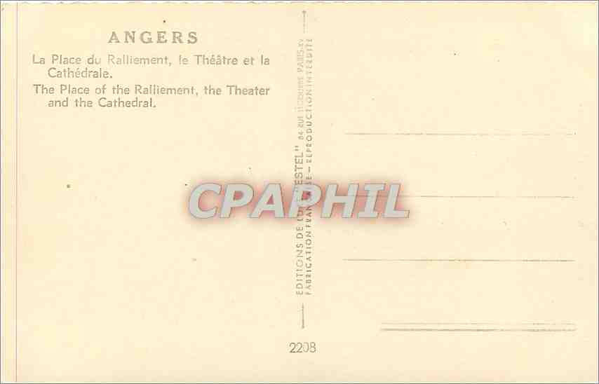 CPM Angers la Place du Ralliement le Theatre et la Cathedrale  — Rückseite