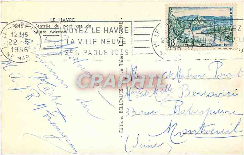 CPM Le Havre l'entree du Port vue de Sainte Adresse  — Rückseite