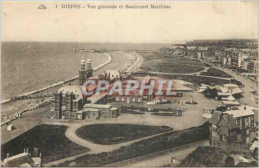 CPA Dieppe vue generale et Boulevard Maritime 