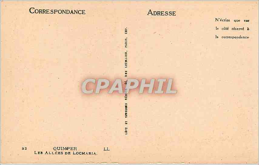 CPA Quimper les Allees de Locmaria  — Rückseite