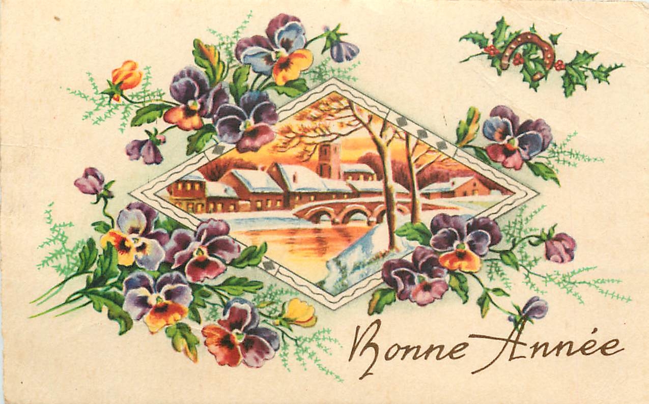 CPA Bonne Annee Fleurs