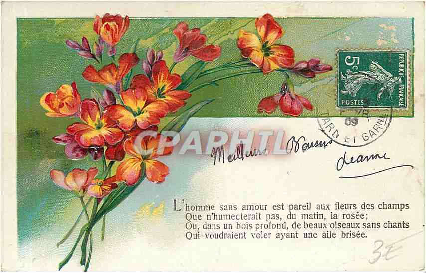 CPA L'Homme sans Amour est pareil aux fleurs des champs Fleurs