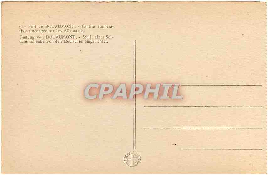 CPA Fort de Douaumont Cantine Cooperative amenagee par les Allemands  — Rückseite