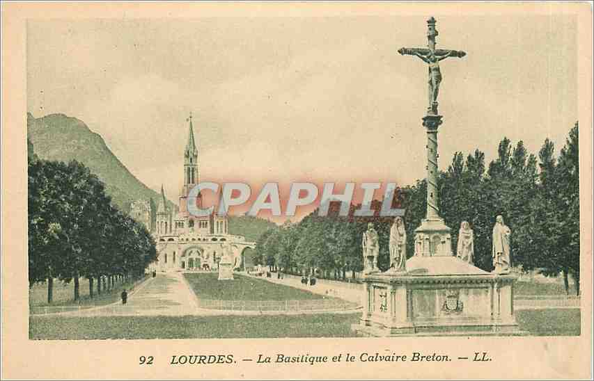 CPA Lourdes la Basilique et le Calvaire Breton 