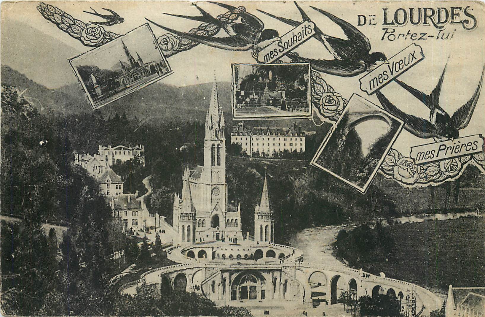Lourdes — vue panoramique avec éditeur Phototype Laponche — n° de série non visible