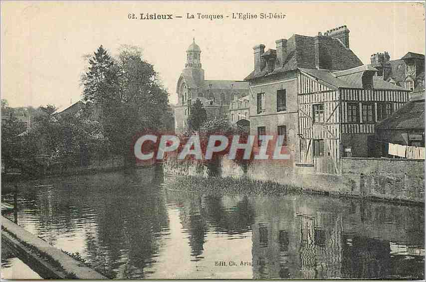 CPA Lisieux la touques l'eglise St Desir 