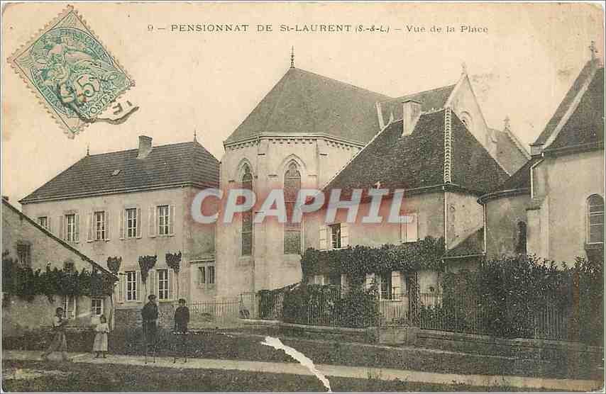CPA Pensionnat de St Laurent S et L vue de la place