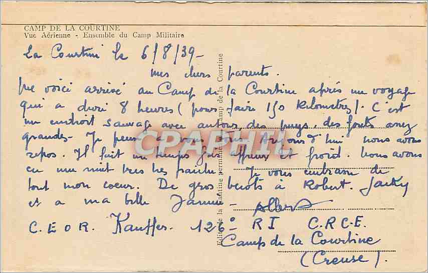 Camp de la Courtine — Vue aérienne — Ensemble du Camp Militaire — Verso