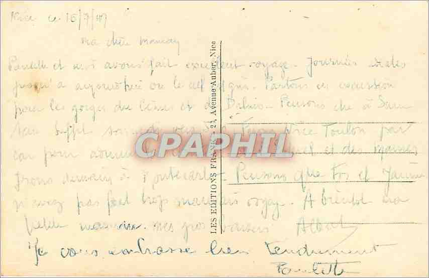 CPA Cannes vue prise de Super Cannes  — Verso