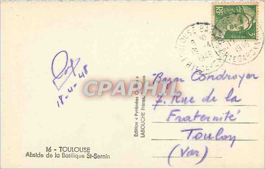 CPA Toulouse Abside de la Basilique St Sernin  — Rückseite