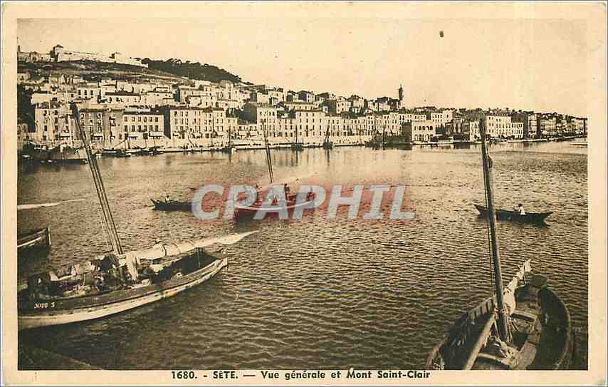 CPA Sete vue generale et Mont Saint Clair Bateaux