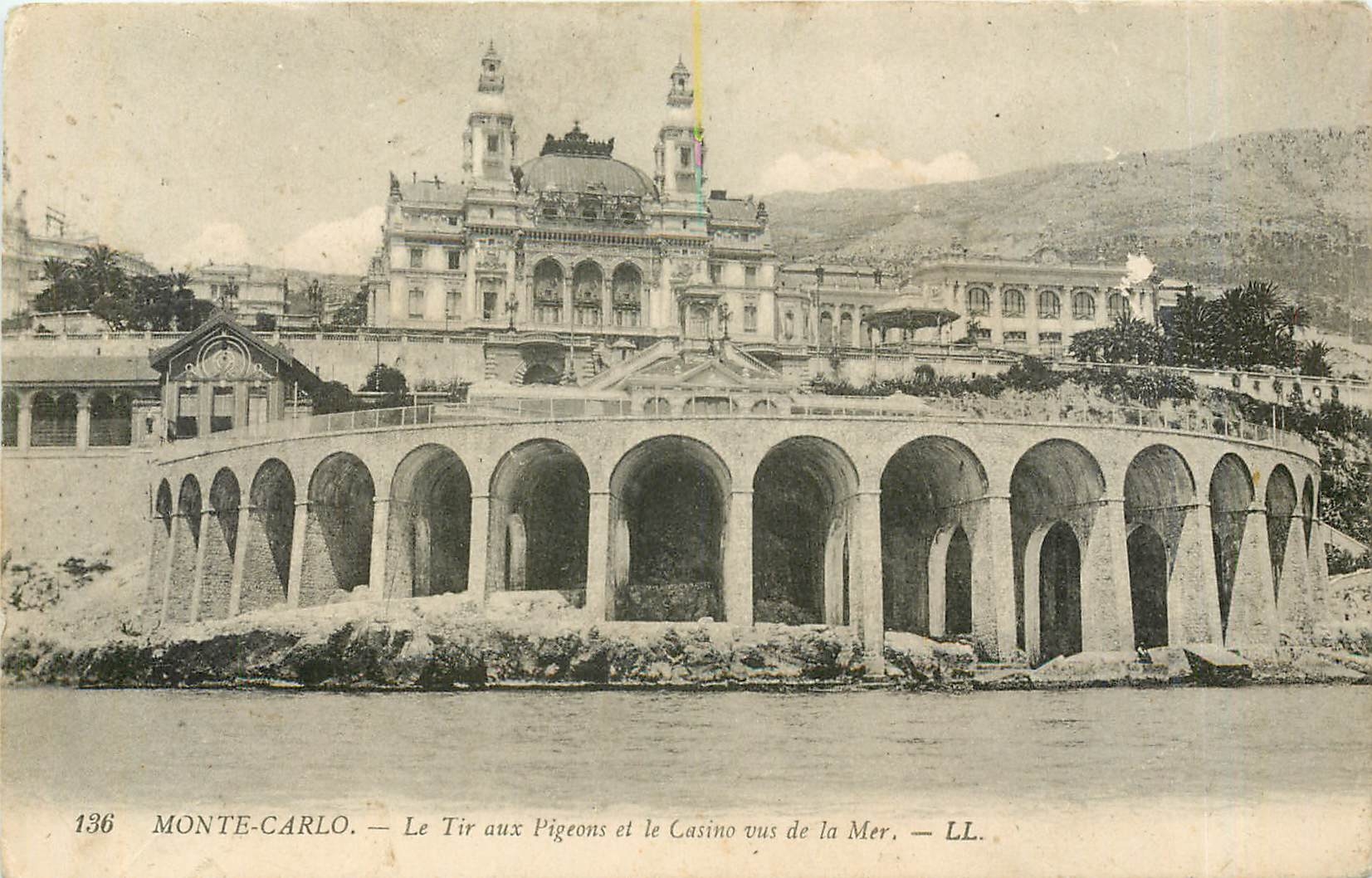 CPA Monte Carlo le tir aux Pigeons et le casino vus de la mer 
