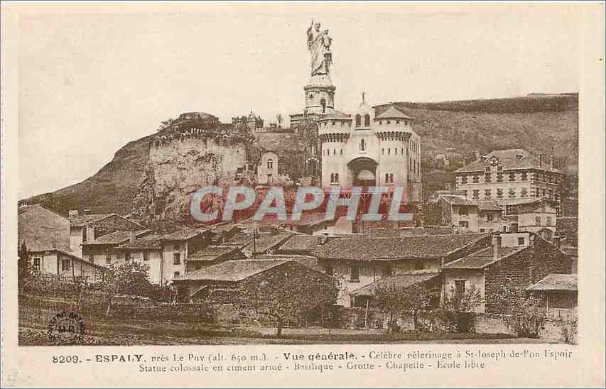 CPA Espaly pres le puy vue generale basilique grotte chapelle ecole libre 