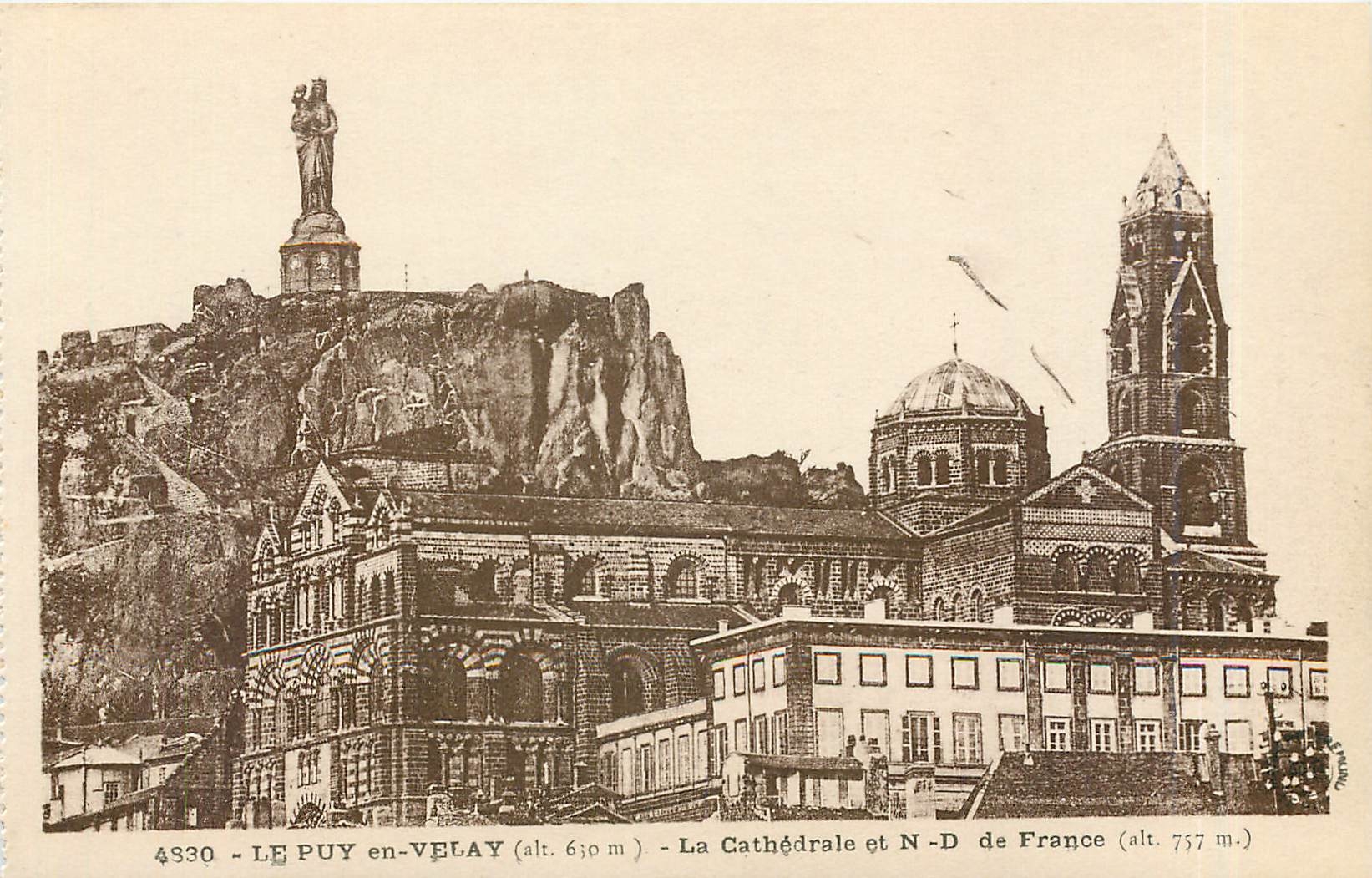 Le Puy-en-Velay (alt. 630 m) — La Cathédrale et N-D de France (alt. 757 m) — Éditions d'Art Margerit Bremont