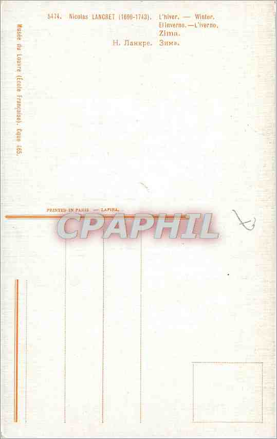 CPA Nicolas Lancret l'hiver  — Verso