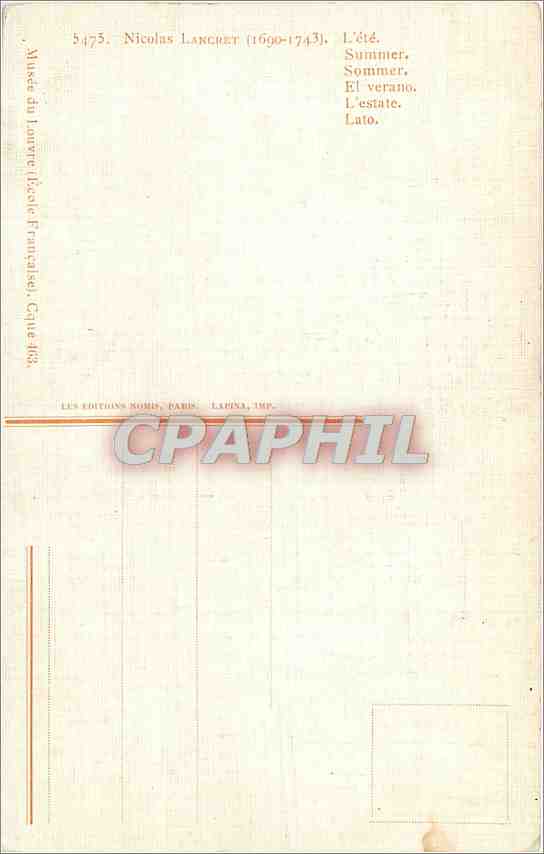 CPA Nicolas Lancret l'ete  — Verso