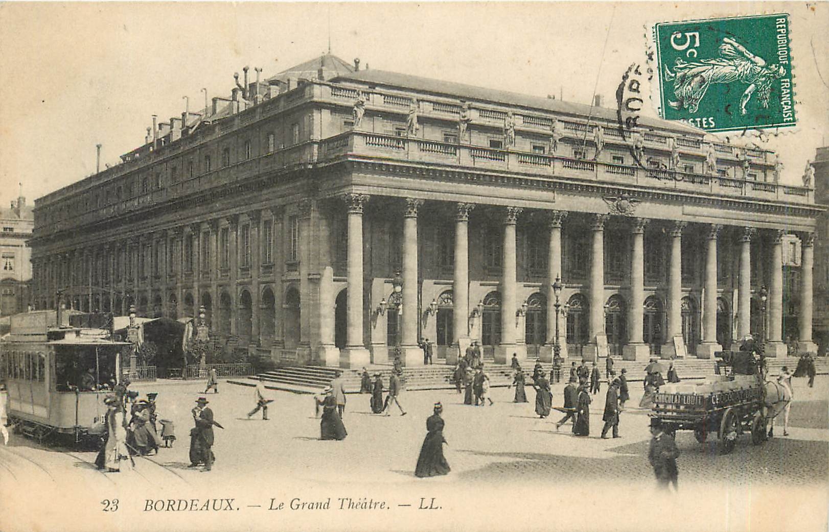 CPA Bordeaux le grand theatre Tramway