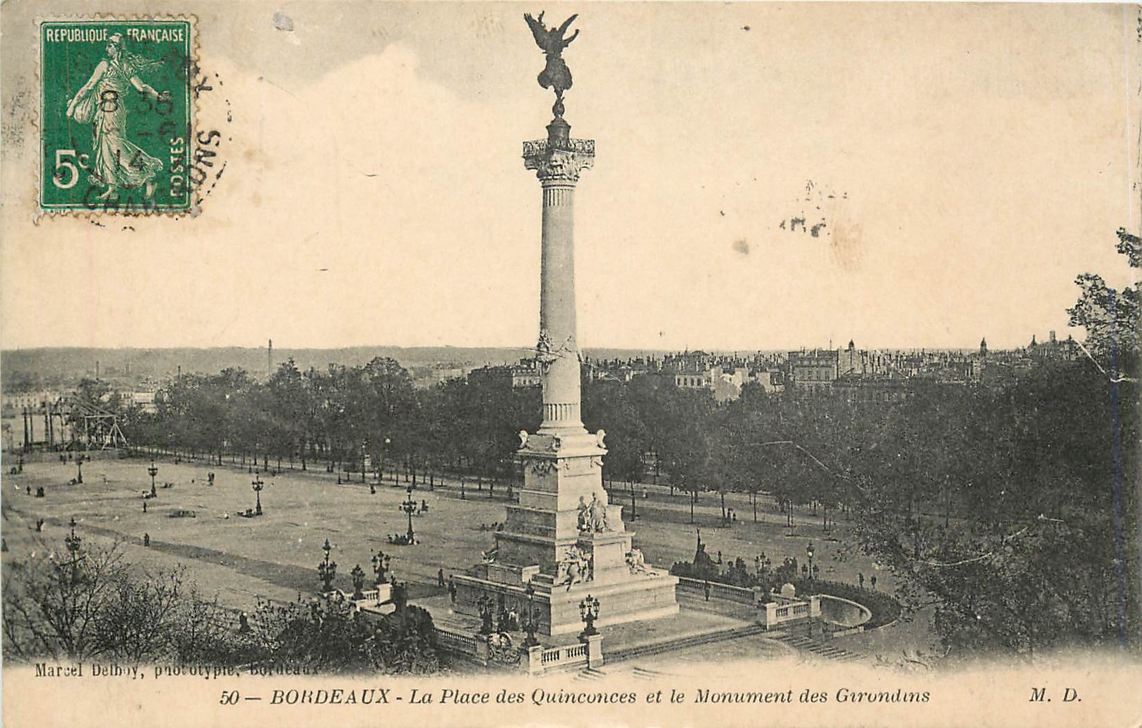 CPA Bordeaux la Place des Quinconces et le Monument des Girondins 
