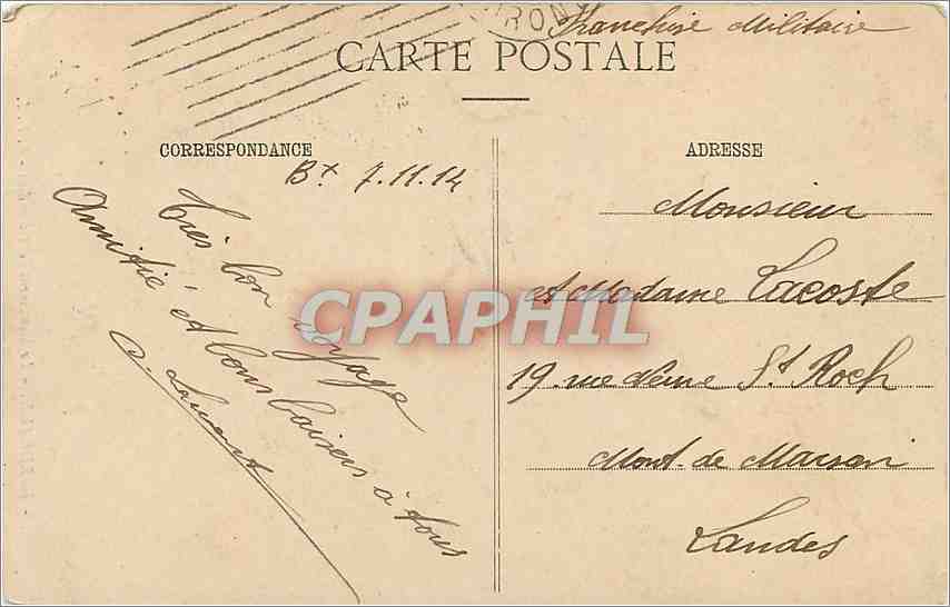 CPA Bordeaux Monument des Girondins  — Verso
